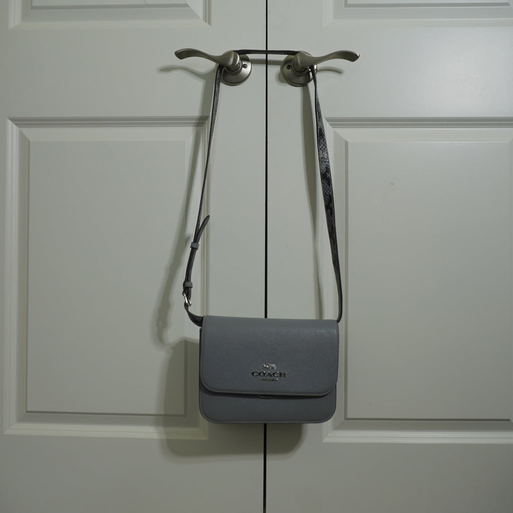 Coach Grey Crossbody Bag with Snake Print