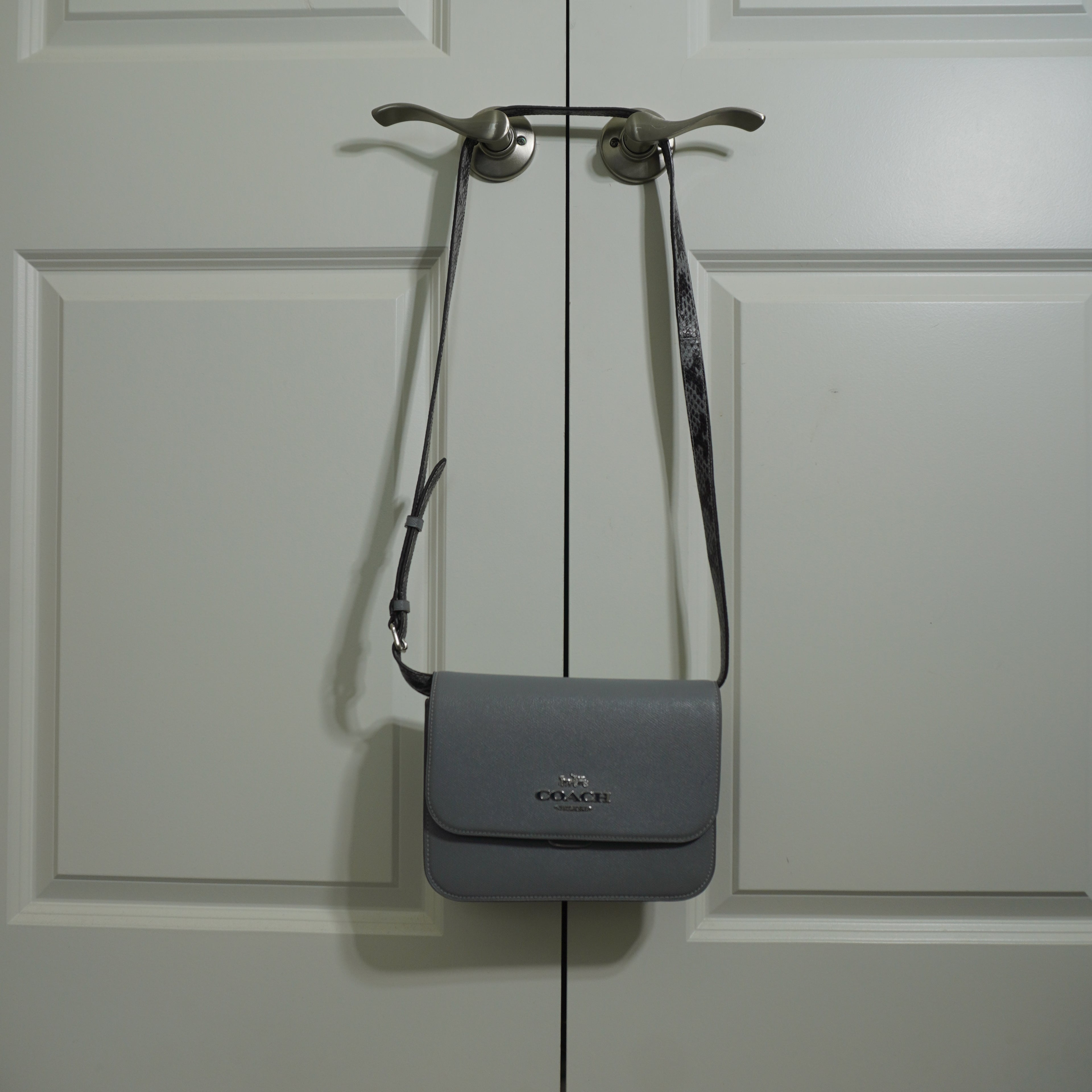 Coach Grey Crossbody Bag with Snake Print