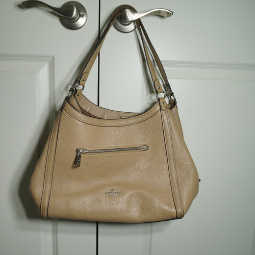 Coach Beige Leather Shoulder Bag
