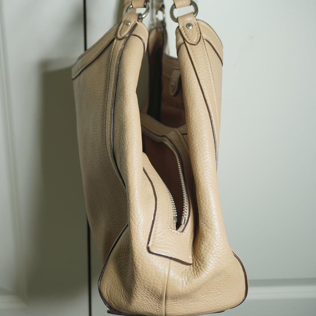 Coach Beige Leather Shoulder Bag