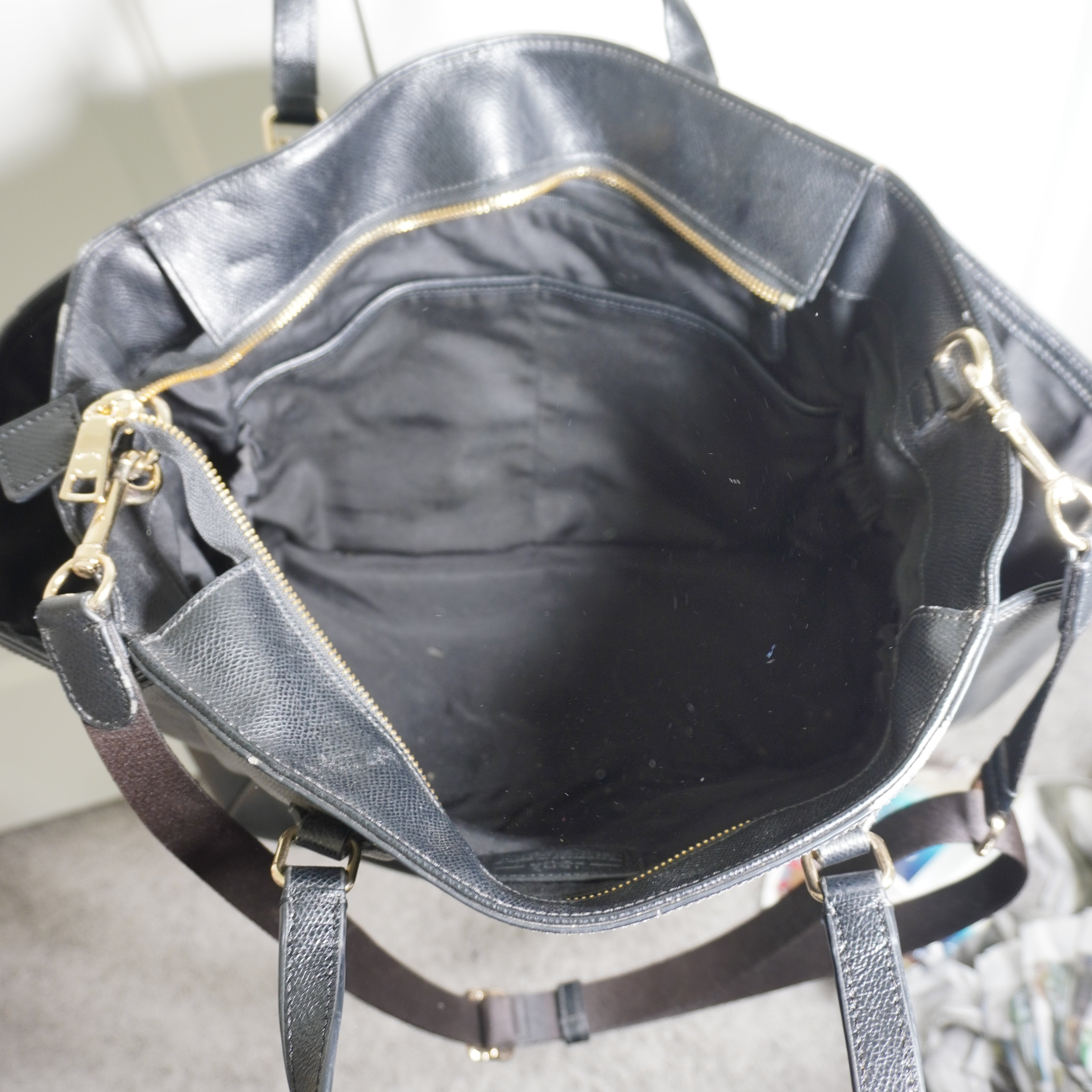 Coach Black Leather Tote Bag