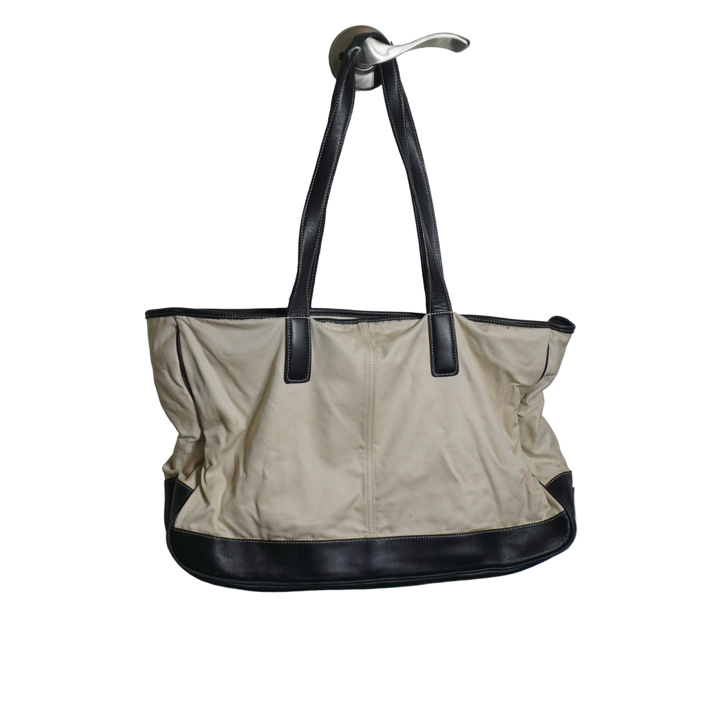 Coach Beige & Black Canvas Leather Tote Bag