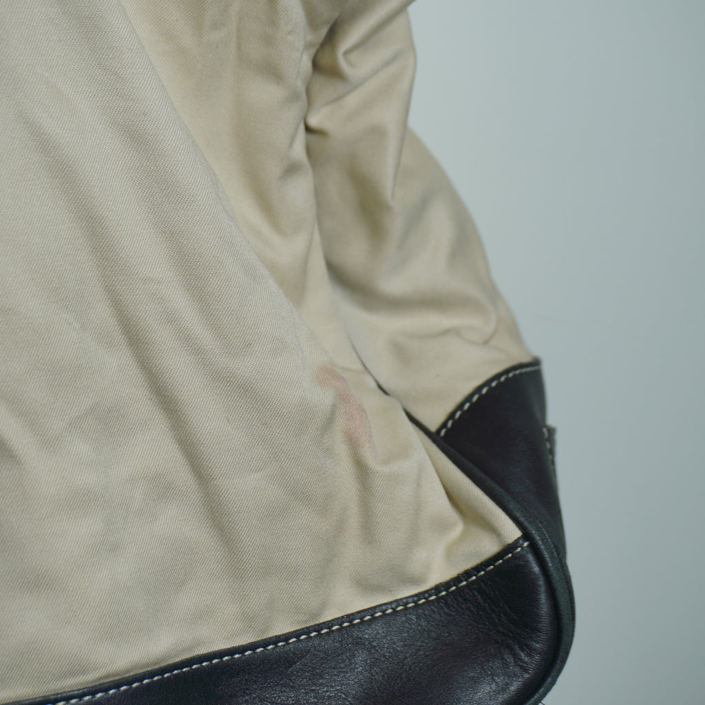 Coach Beige & Black Canvas Leather Tote Bag