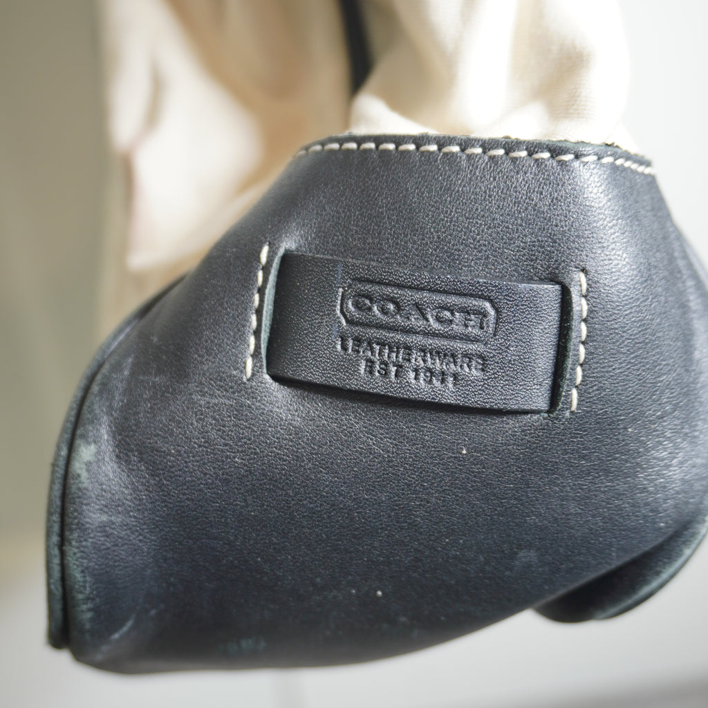 Coach Beige & Black Canvas Leather Tote Bag