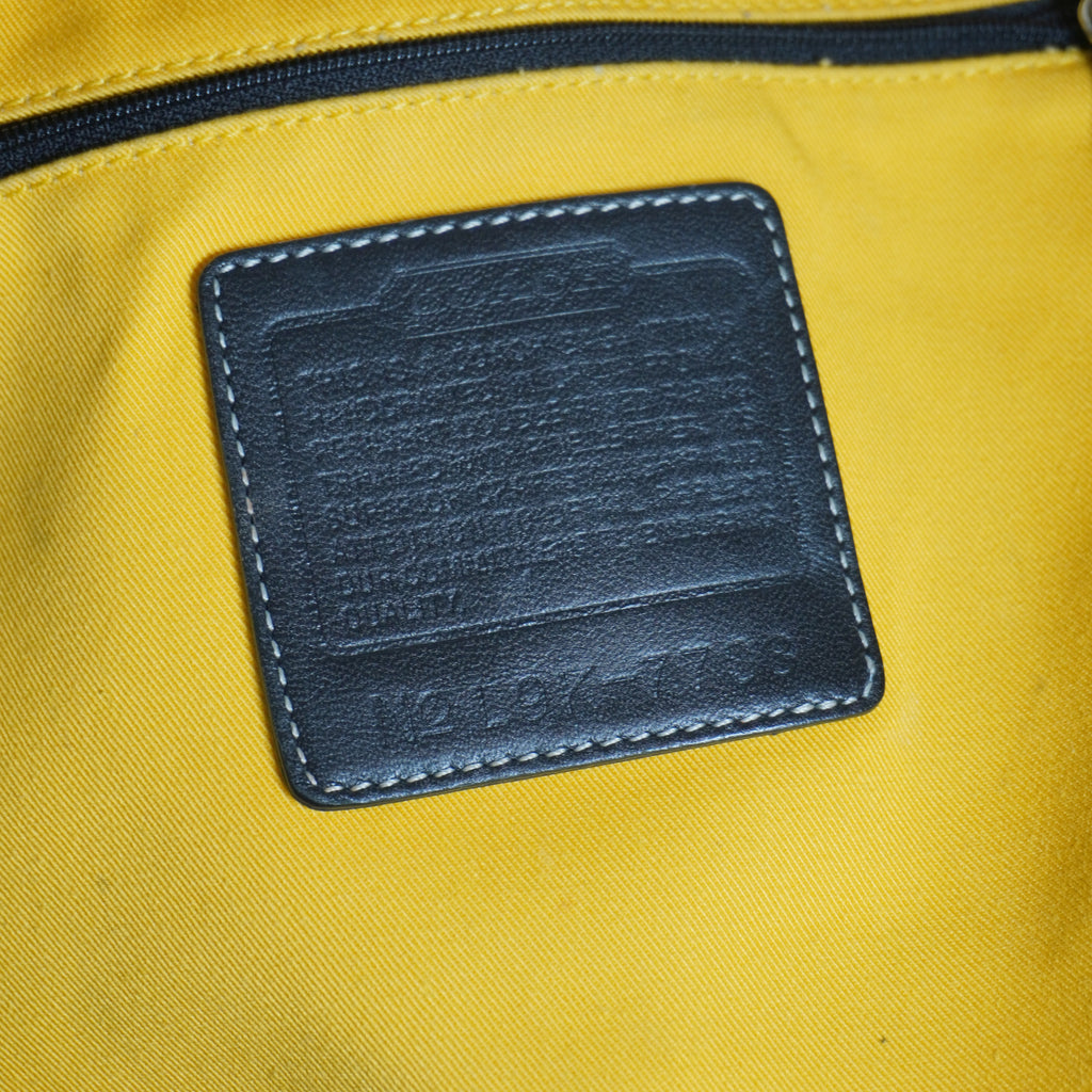 Coach Beige & Black Canvas Leather Tote Bag