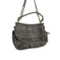 Coach Gray Leather Shoulder Bag with Gold Hardware