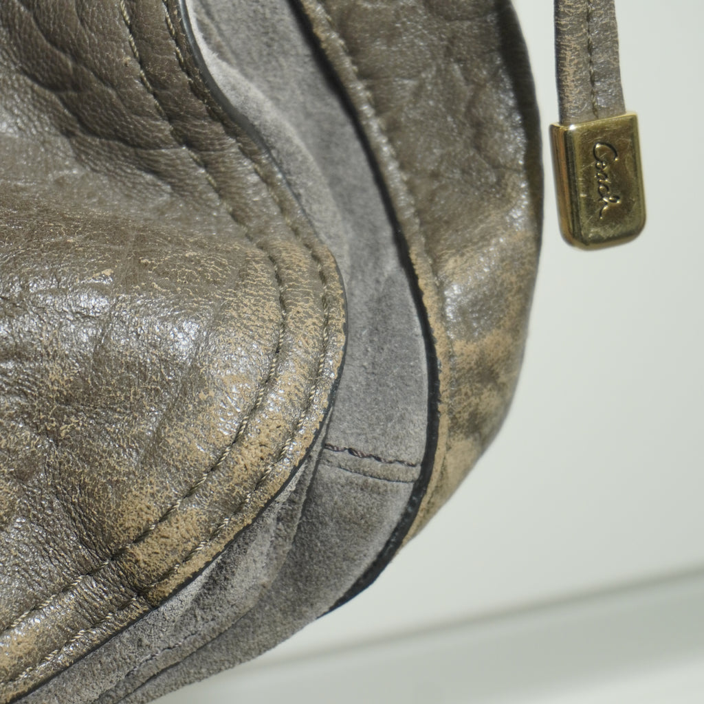 Coach Gray Leather Shoulder Bag with Gold Hardware