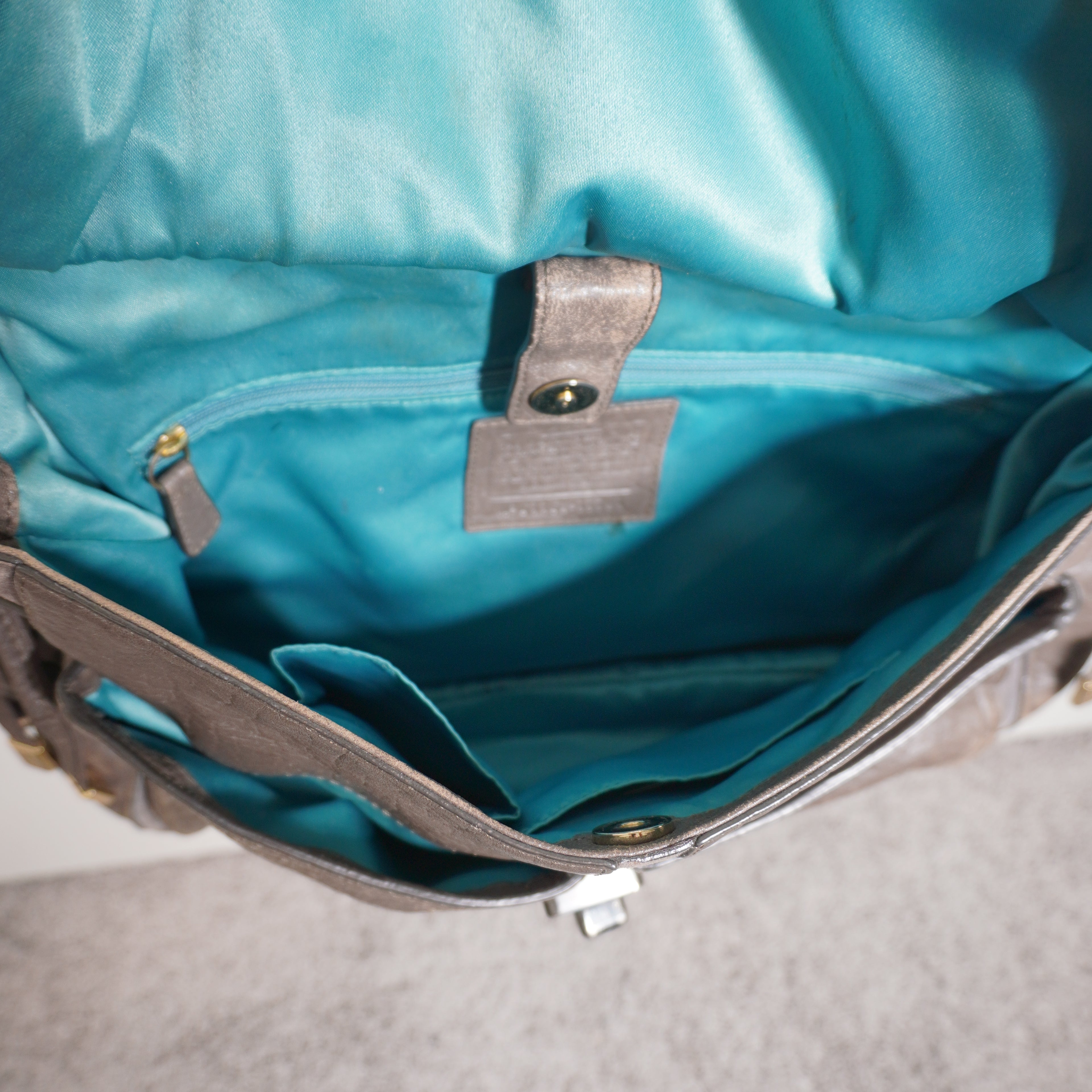 Coach Gray Leather Shoulder Bag with Gold Hardware