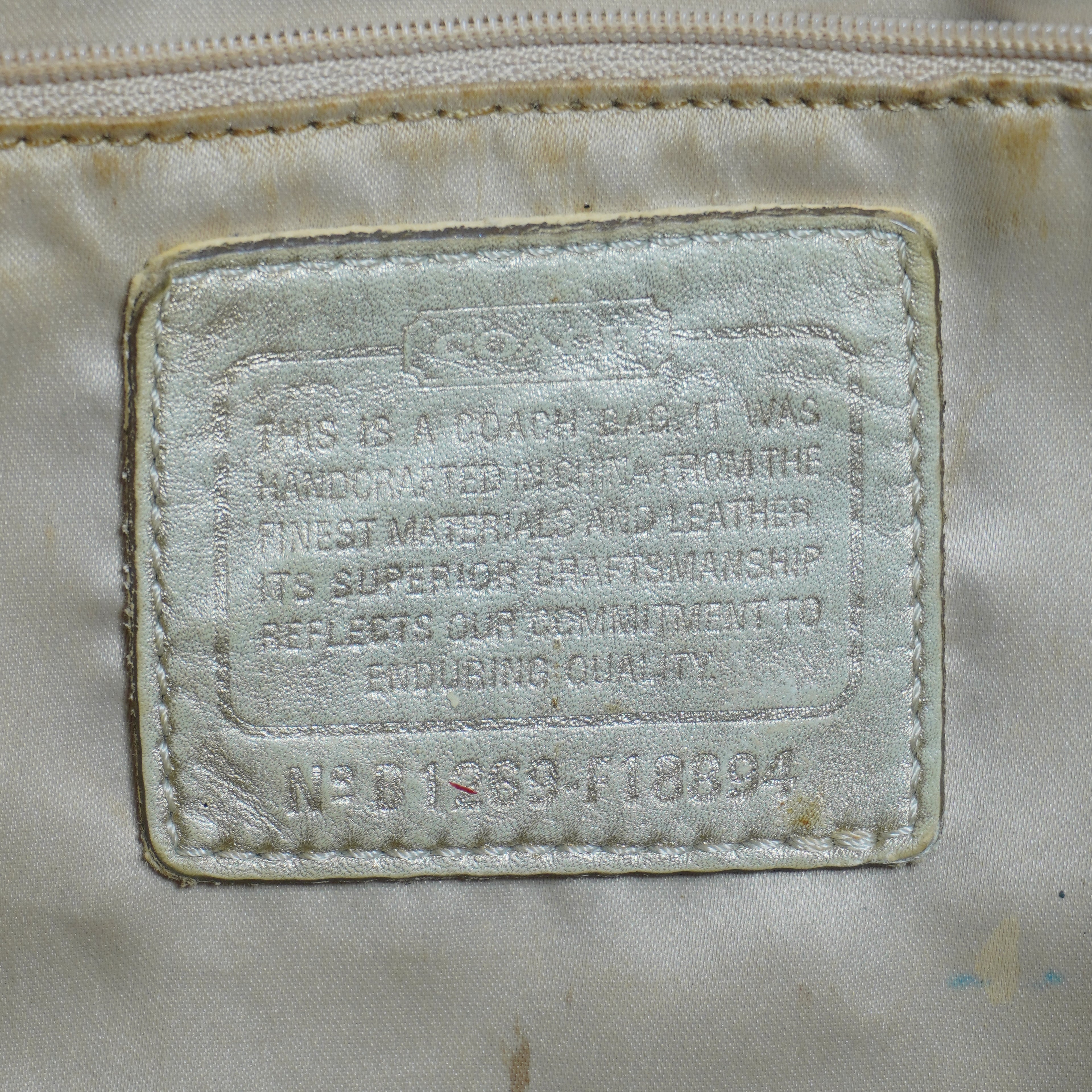 Coach Beige Gold Floral Signature C Shoulder Bag