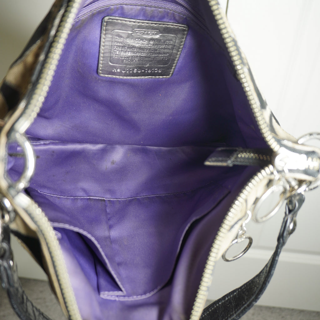 Coach Black Beige Signature C Shoulder Bag