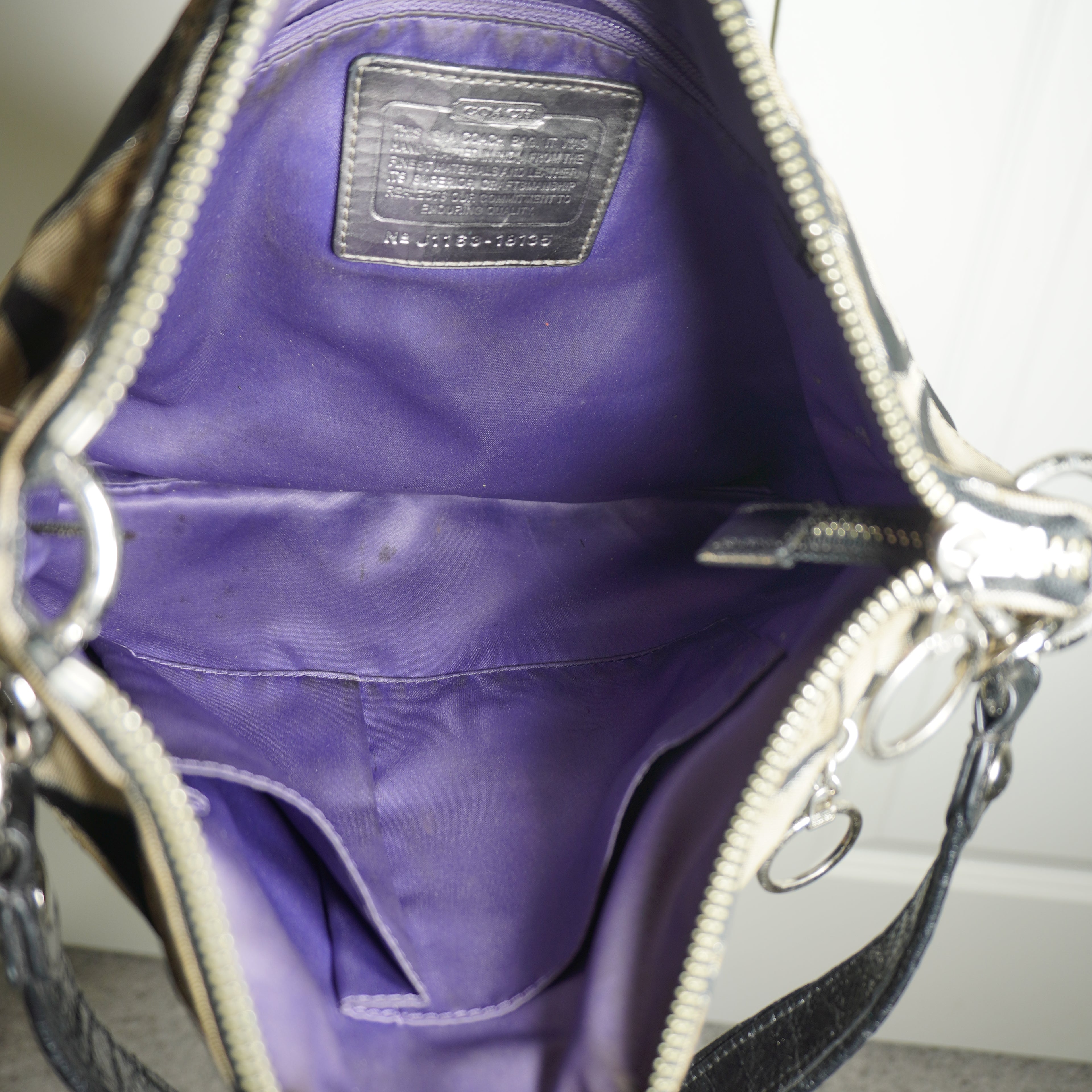 Coach Black Beige Signature C Shoulder Bag