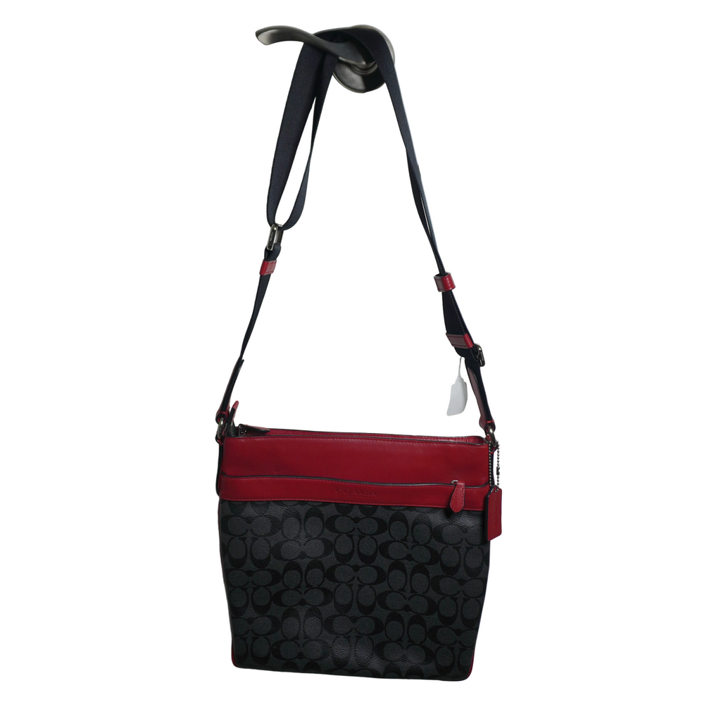 Coach Black Signature Red Trim Crossbody Bag