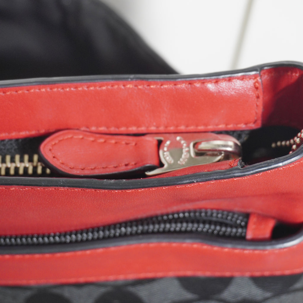 Coach Black Signature Red Trim Crossbody Bag