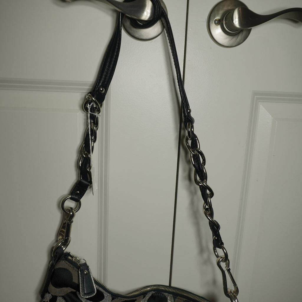 Coach Black Silver Signature C Hobo ShoulderBag