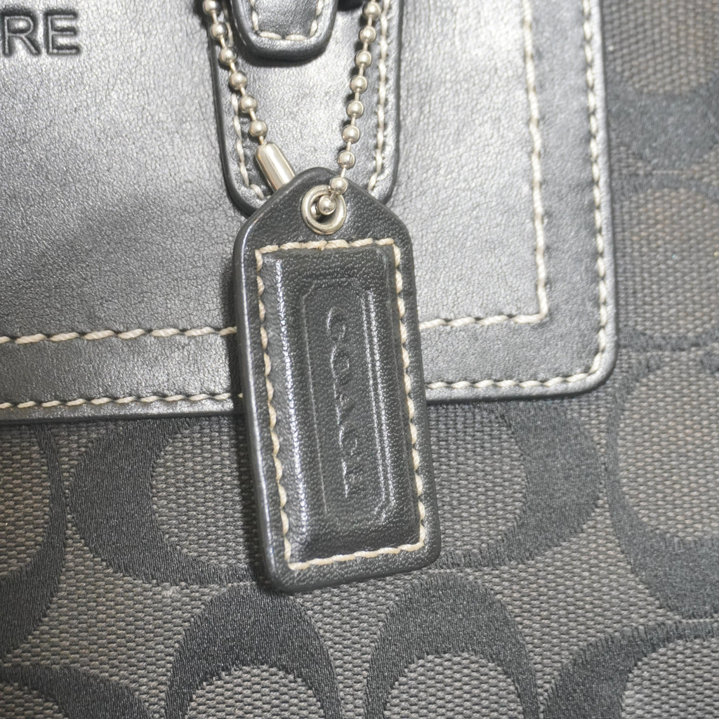 Coach Black Signature Canvas Leather Shoulder Bag