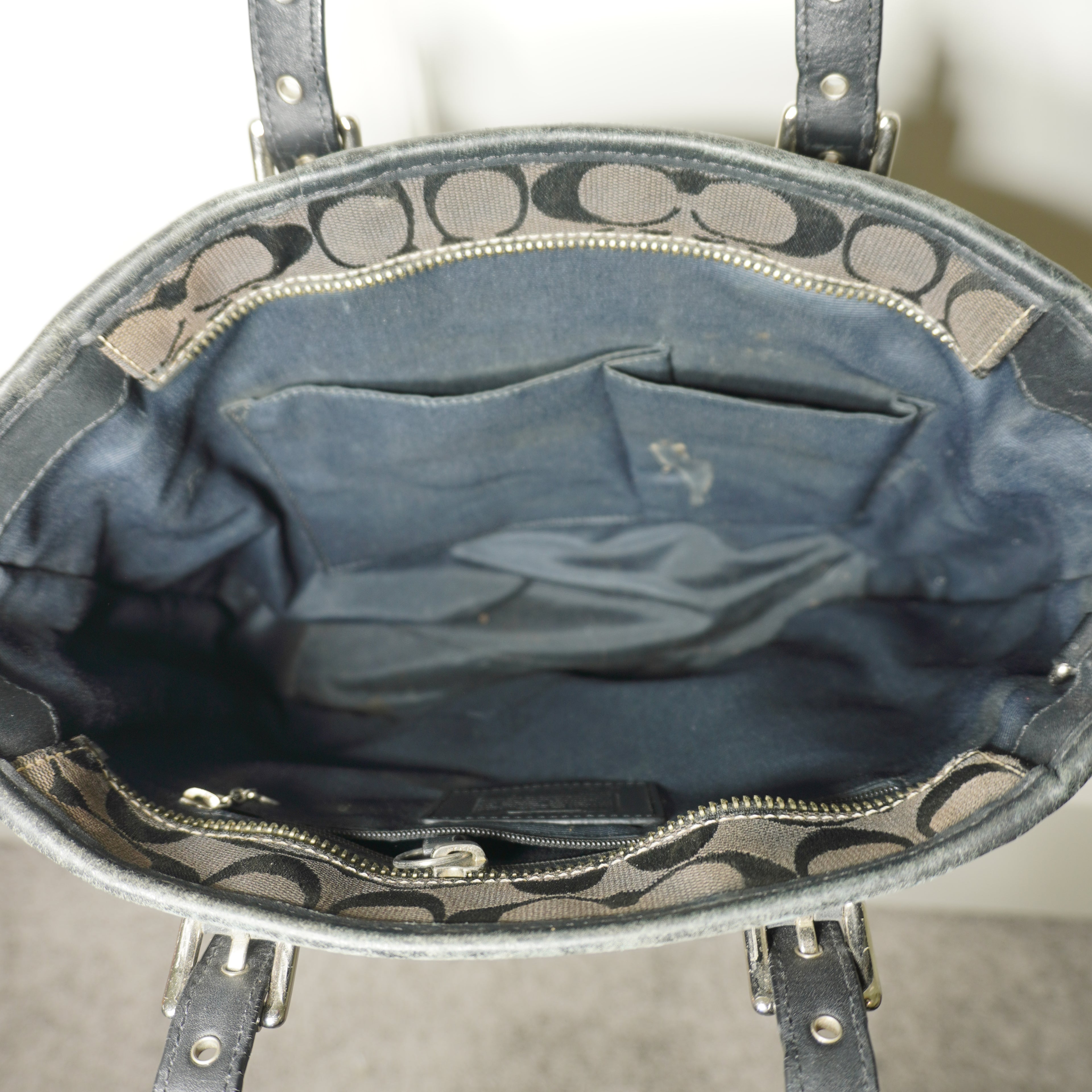 Coach Black Signature Canvas Leather Shoulder Bag