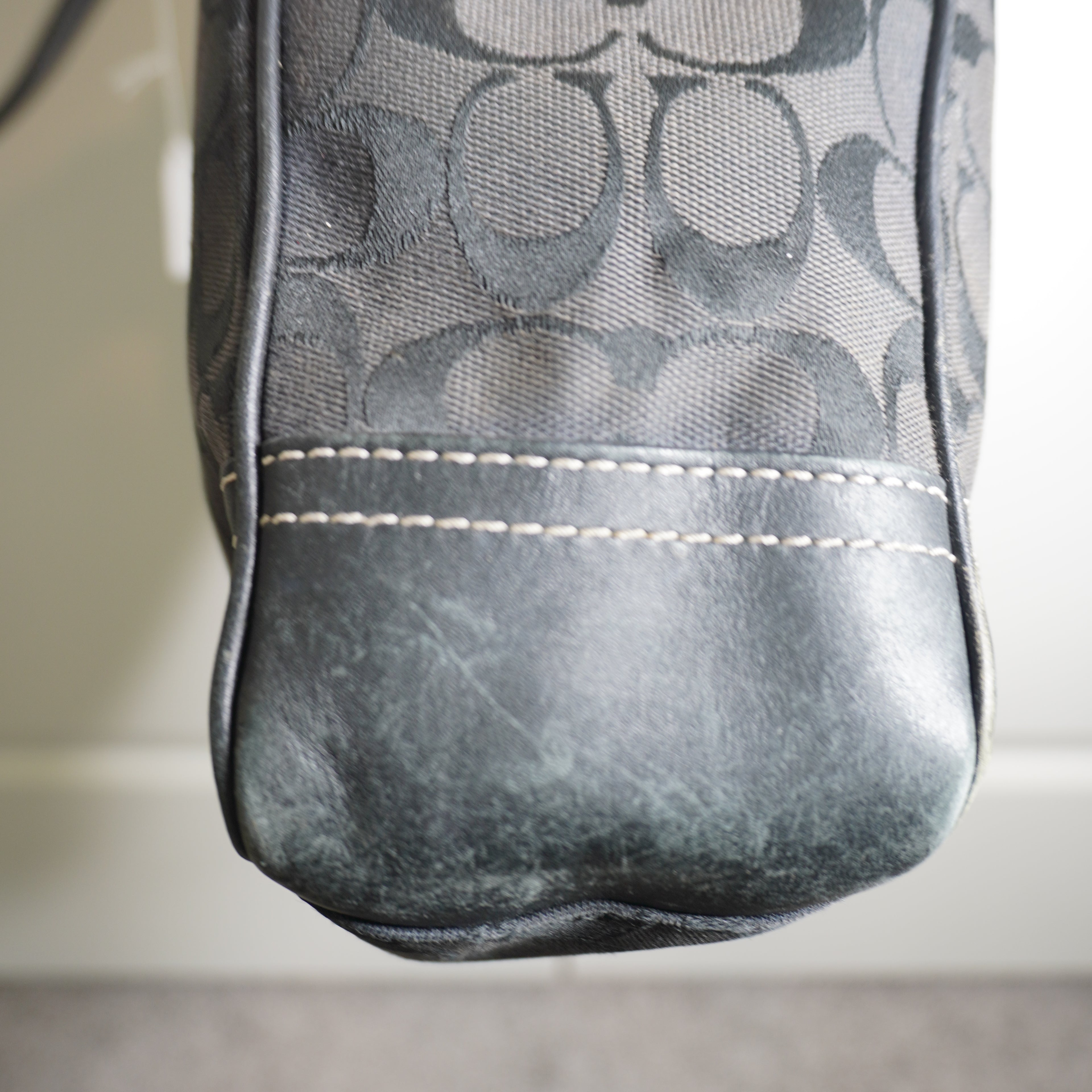 Coach Black Signature Canvas Leather Shoulder Bag