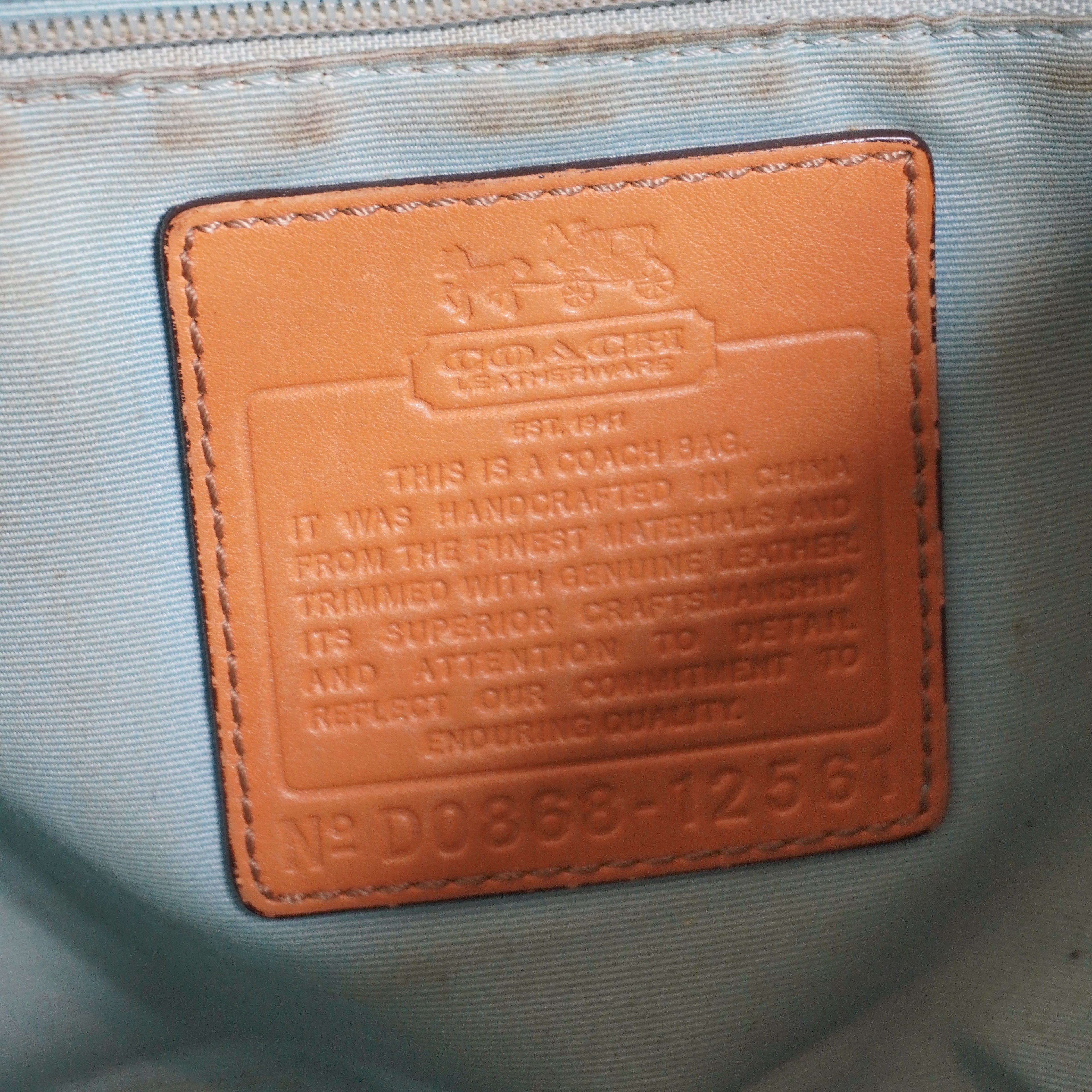 Coach Plaid Beige Blue Shoulder Bag