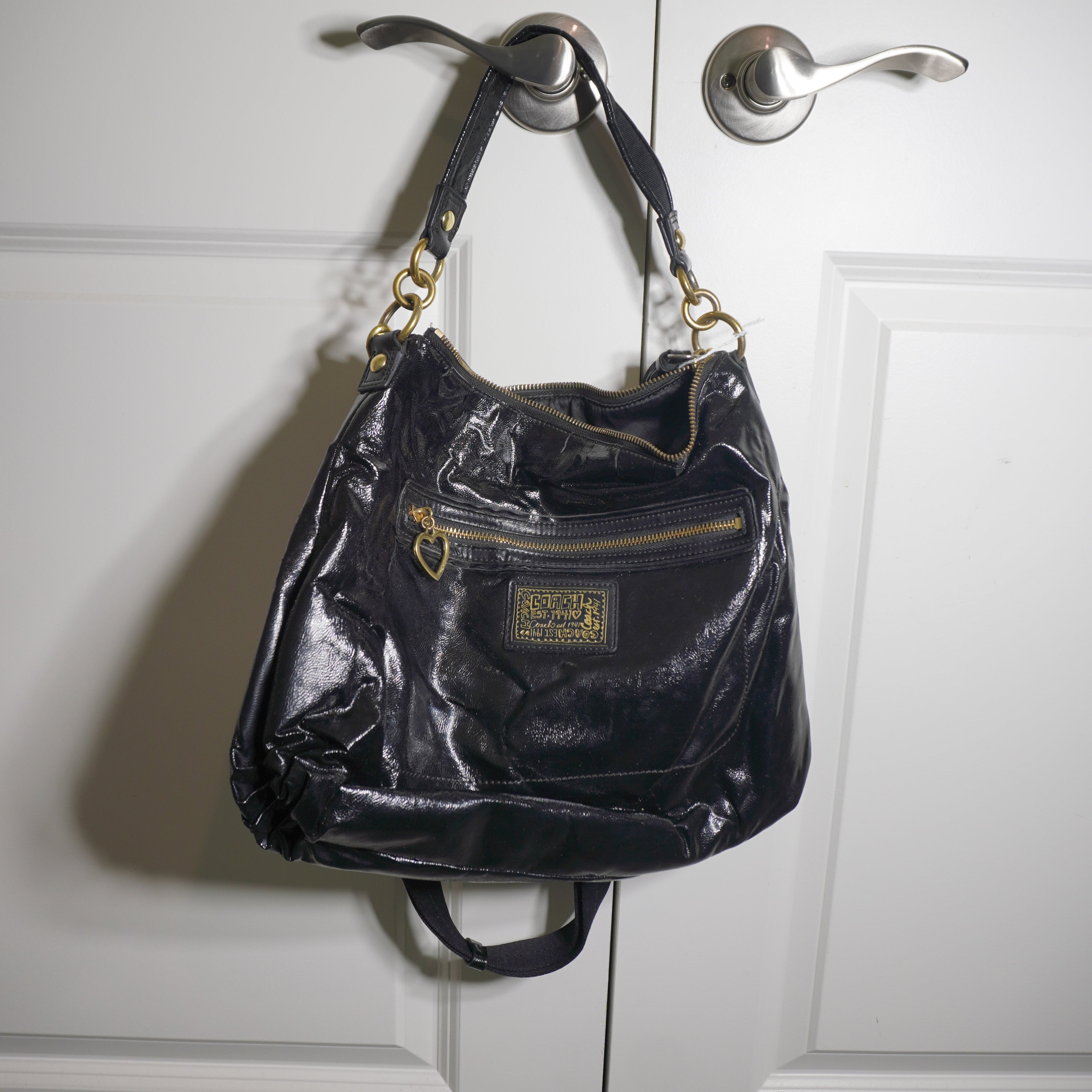 Coach Poppy Black Leather Shoulder Bag