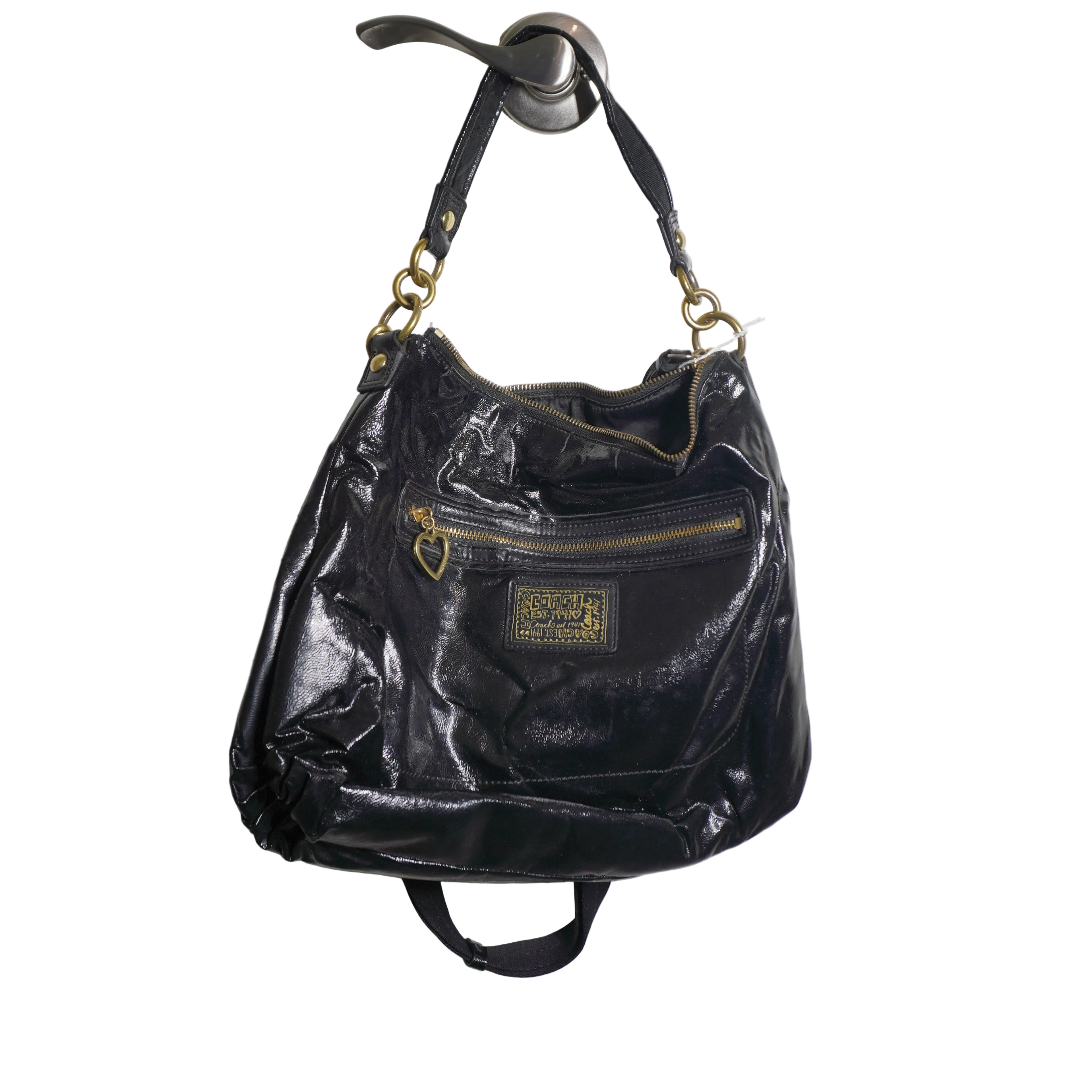 Coach Poppy Black Leather Shoulder Bag