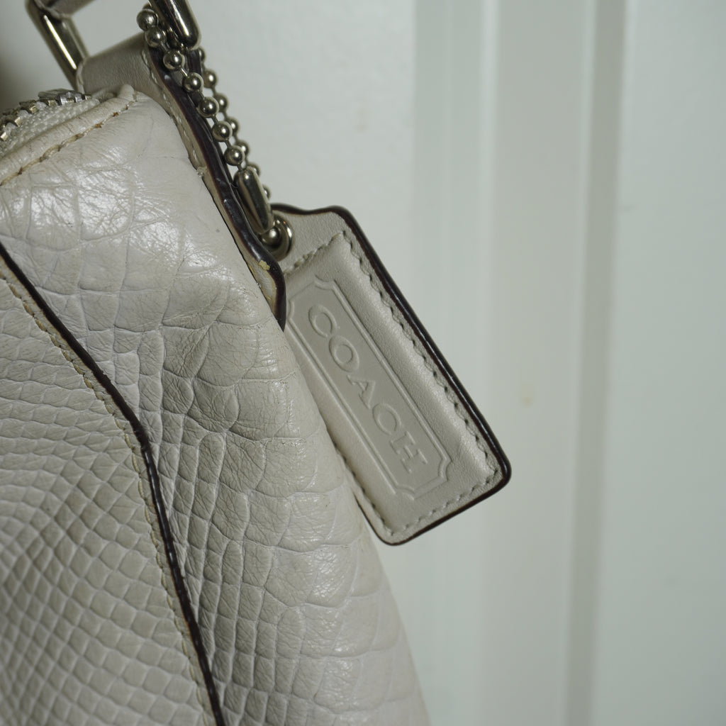 Coach Off-White Embossed Leather Shoulder Bag