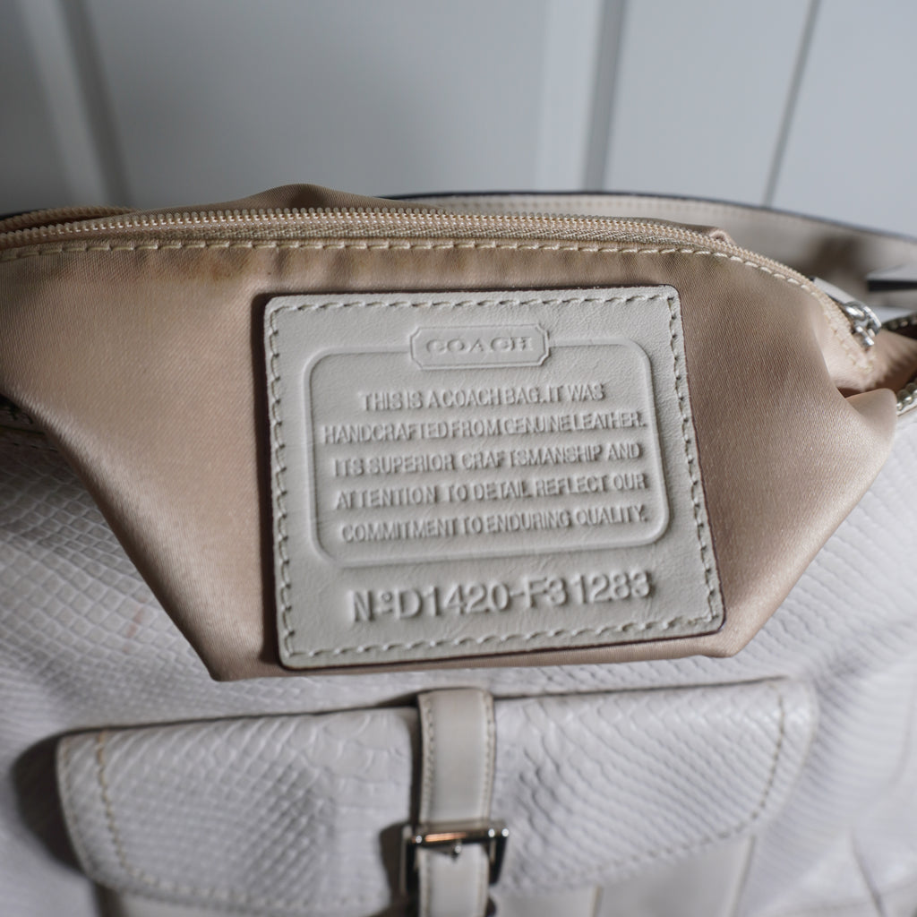 Coach Off-White Embossed Leather Shoulder Bag
