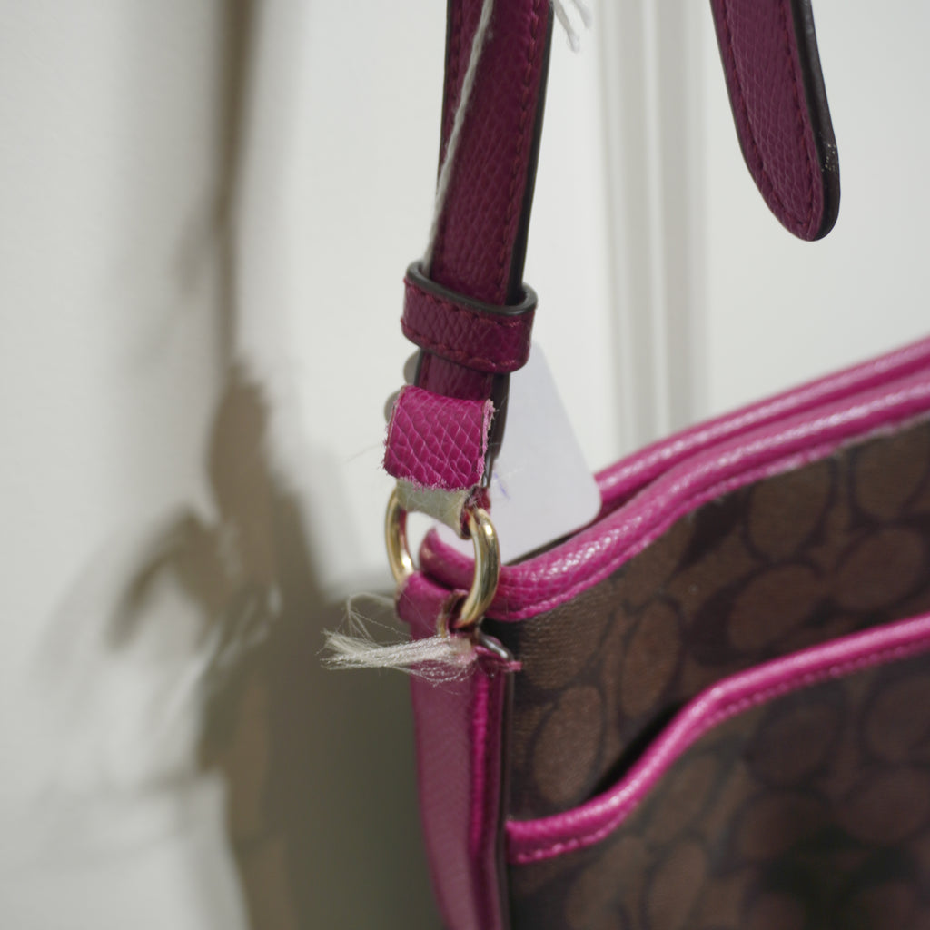 Coach Brown & Pink Signature Canvas Crossbody