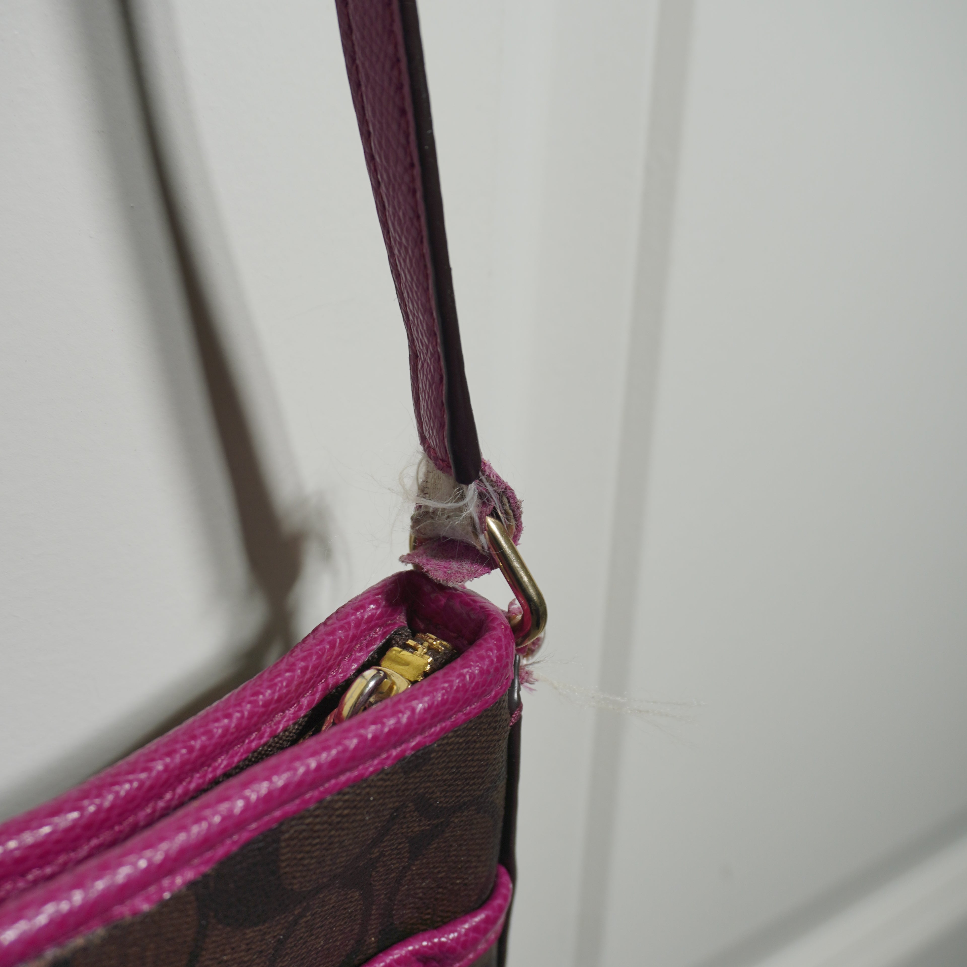 Coach Brown & Pink Signature Canvas Crossbody