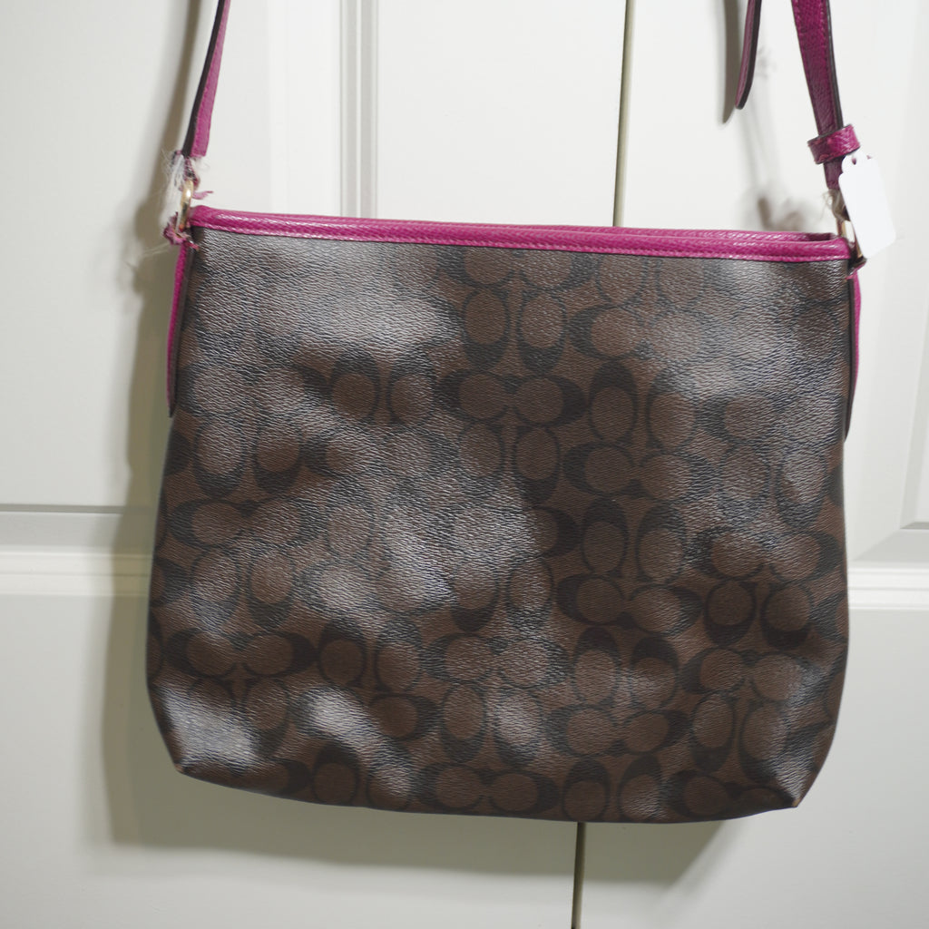 Coach Brown & Pink Signature Canvas Crossbody