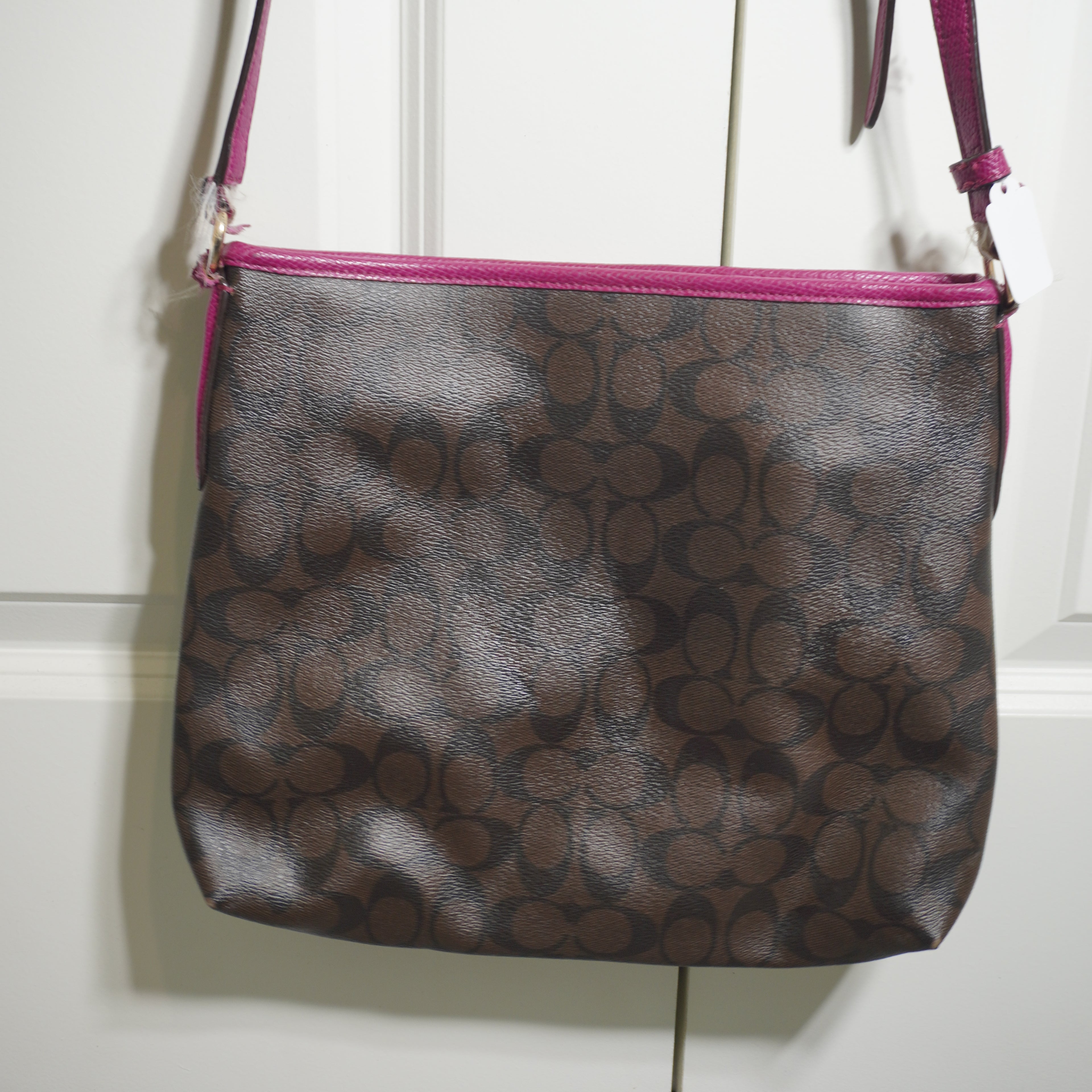 Coach Brown & Pink Signature Canvas Crossbody