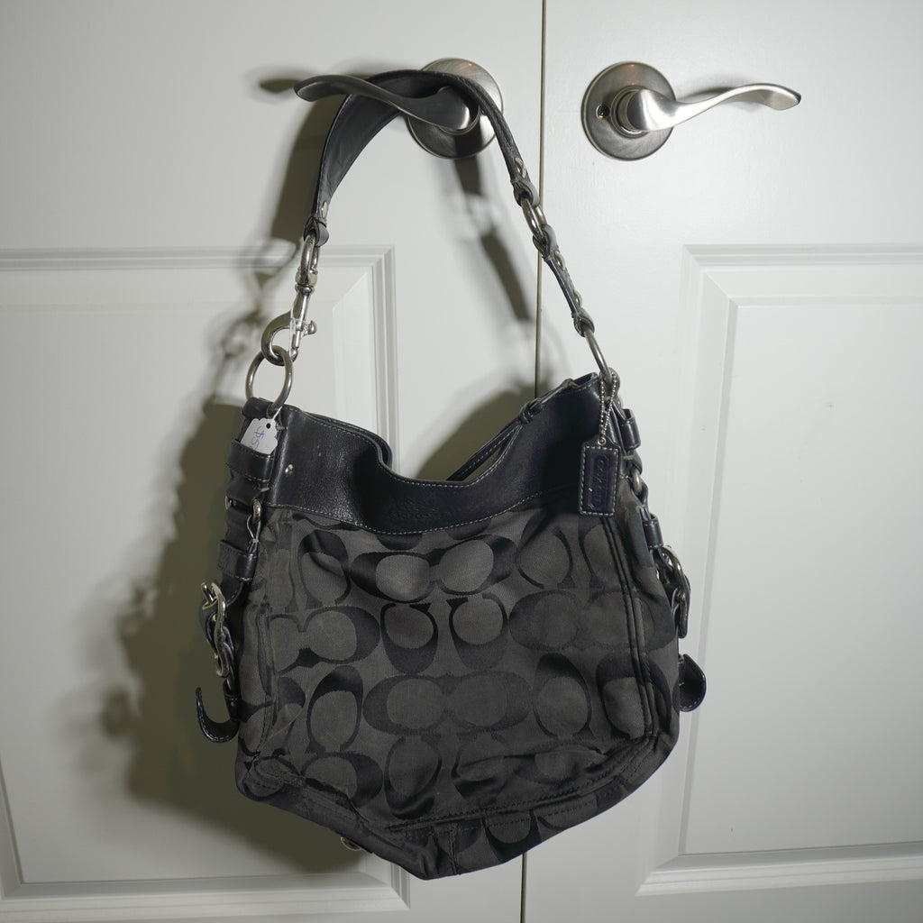Coach Black Signature Canvas Shoulder Bag