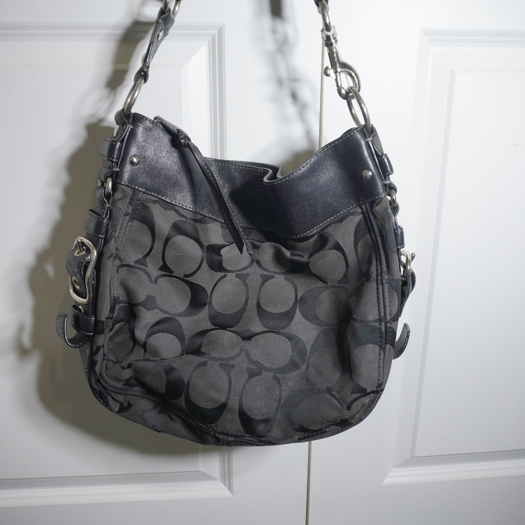 Coach Black Signature Canvas Shoulder Bag