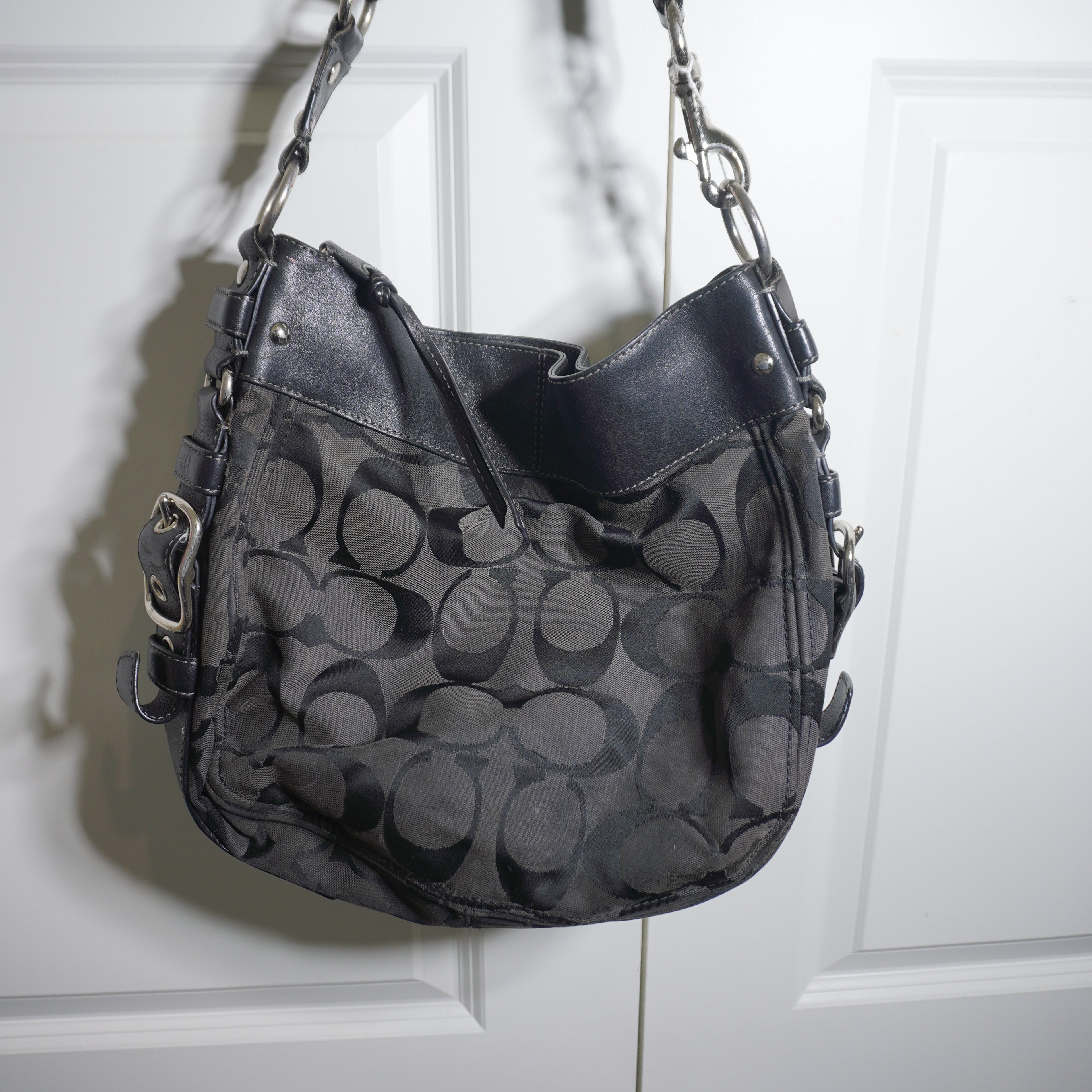 Coach Black Signature Canvas Shoulder Bag