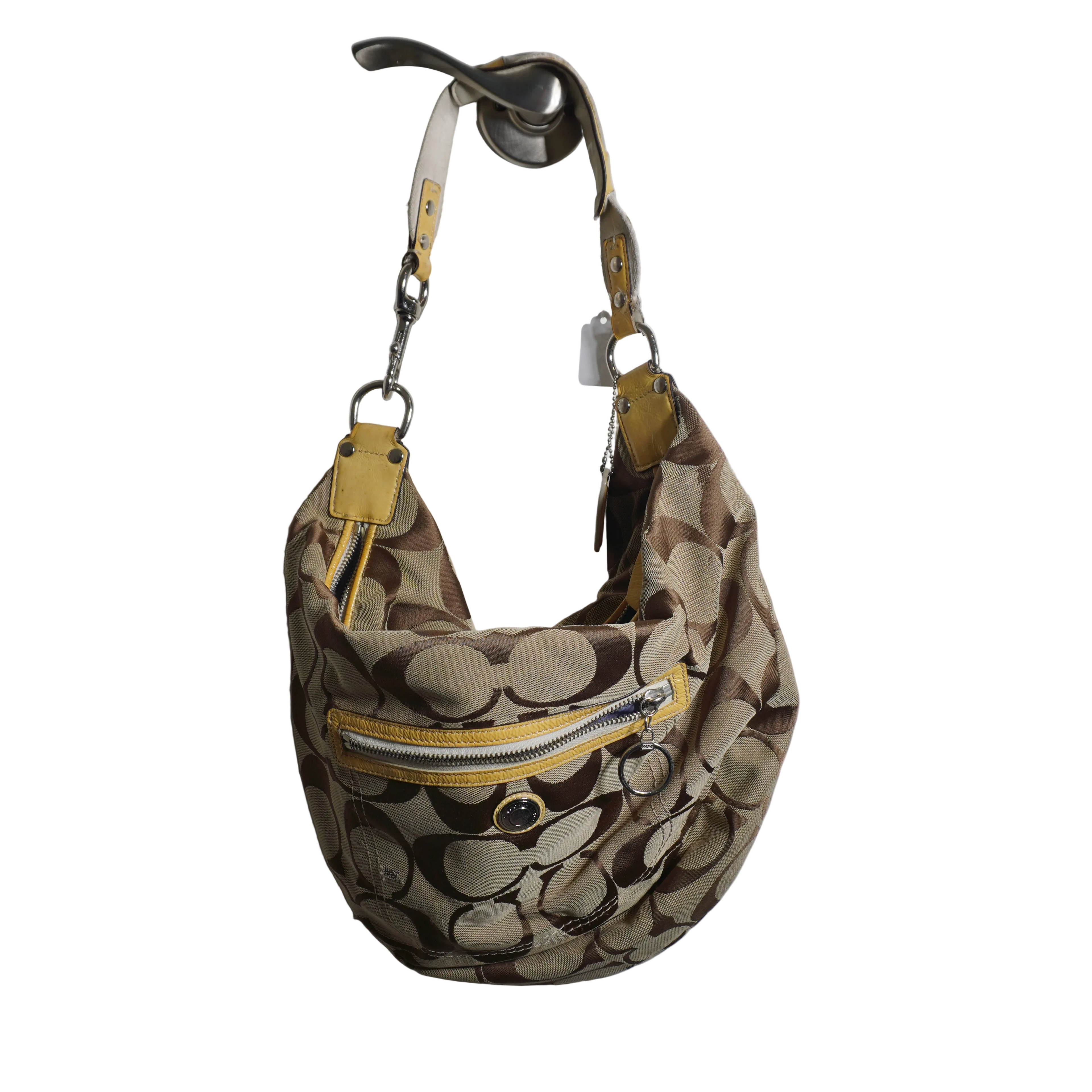 Coach Beige Brown Monogram Shoulder Bag