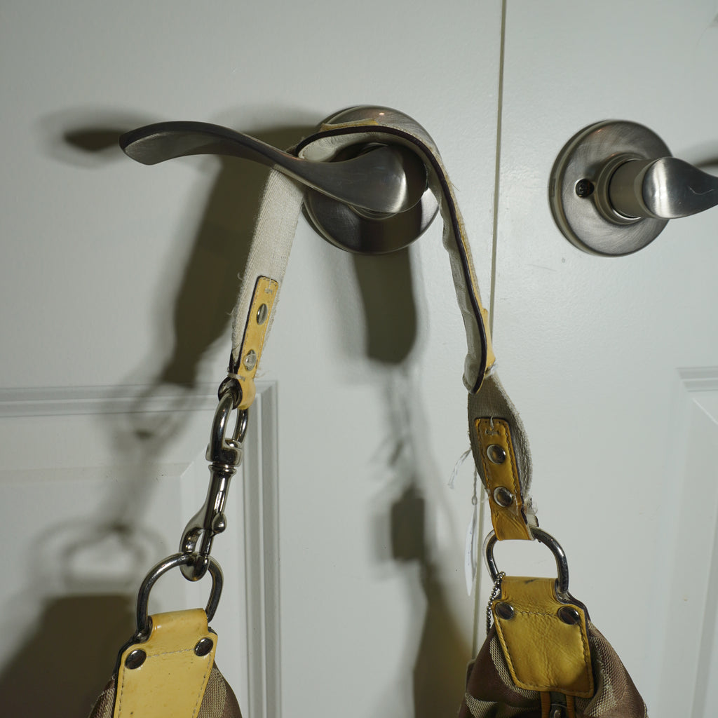 Coach Beige Brown Monogram Shoulder Bag