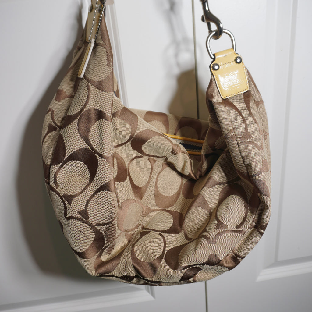 Coach Beige Brown Monogram Shoulder Bag